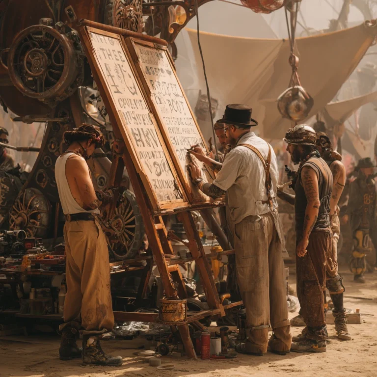 Team working together on a large mechanical drafting board, symbolising grant application form design.